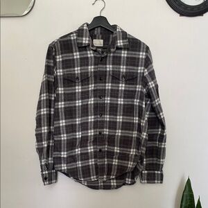 American Eagle Outfitters Gray and White Plaid Shirt